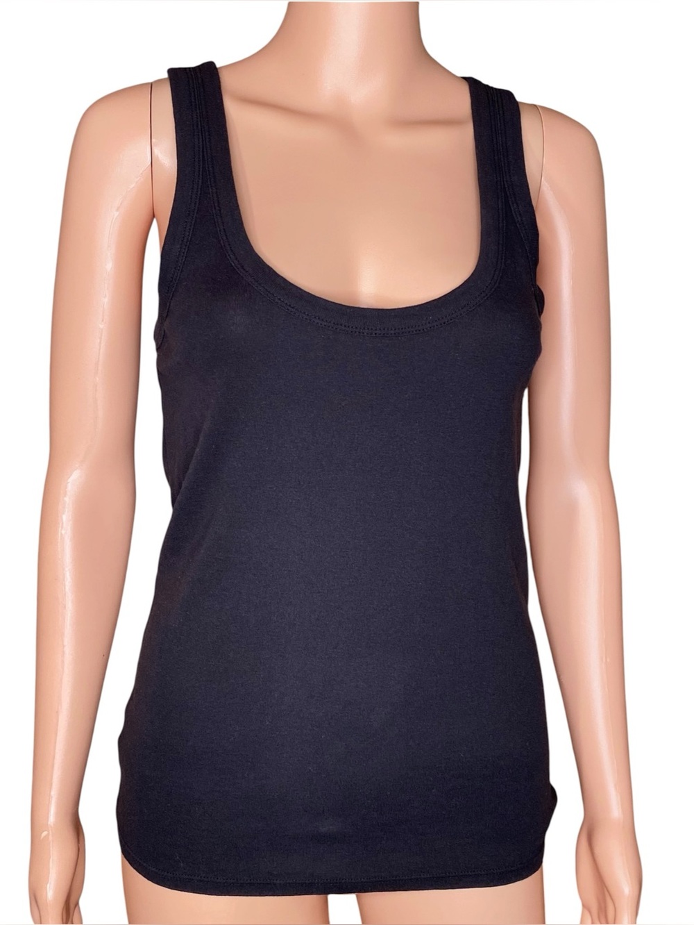 LOFT Black Scoop Neck Tank Top Stretchy Layering Pieces 100 Percent Cotton SZ SM